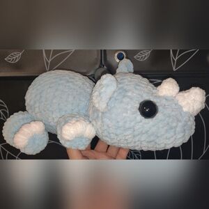 Adorable Crochet Blue Rhino Plush
